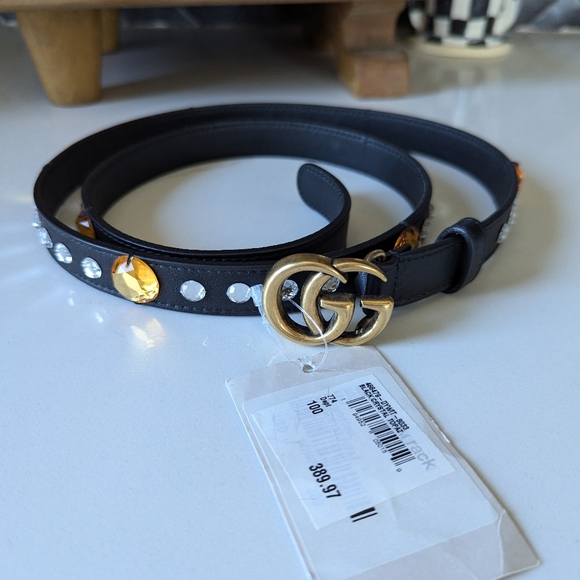 Gucci GG Skinny Moon Crystal Embellished Belt NEW 100 - Picture 2 of 7